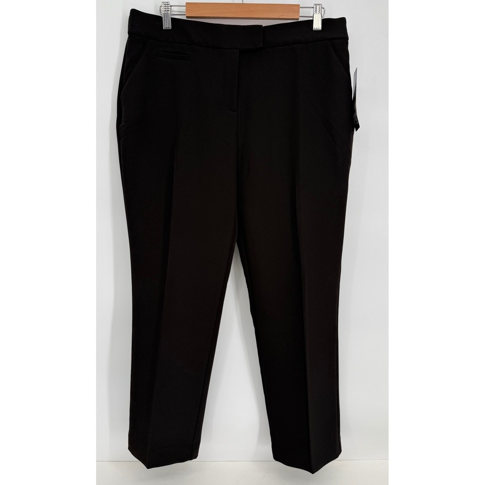 Investments Petites The 5th AVE Fit Straight Leg Pants Black Sz 12PS Orig. $49